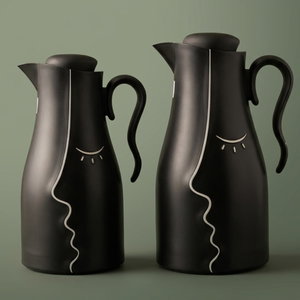 Al Saif Gallery Hawaa Thermos Set, 0.7/1 Liter, 2 Pieces, Inner Glass Case, Outer Plastic Body - Black product image