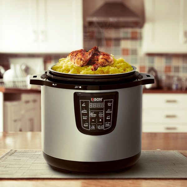 Edison Granite Electric Pressure Cooker, 1400 Watt, 10 Liter - Black Silver product image 2