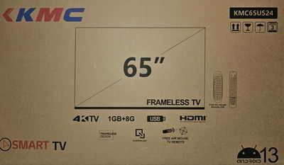 KMC KMC65US24 Frameless LED Smart TV, 65 inch, 4K UHD, Built-in Receiver, Android 13, 2 Remote - Black product image 3
