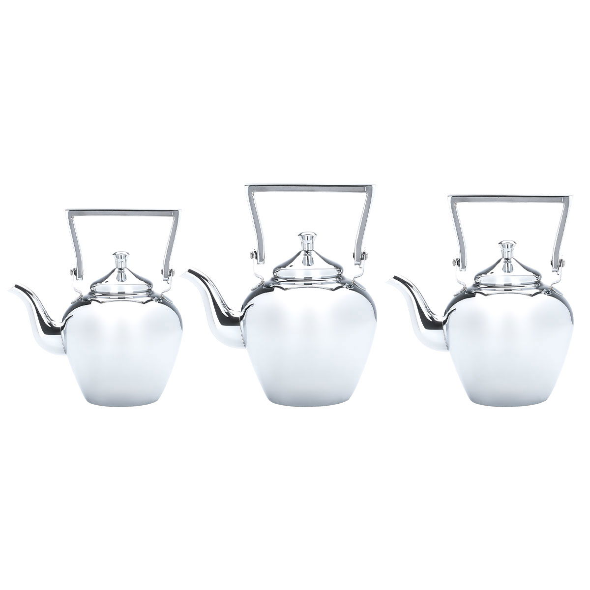 Sulaiman Steel Al Saif Gallery kettle Set, 1.2+1.6+2.0 oz, 3 Pieces - Silver product image 1
