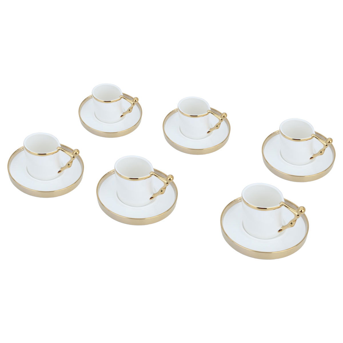 Al Saif Gallery coffee cups and saucer set, ceramic, 12 pieces - white product image 2