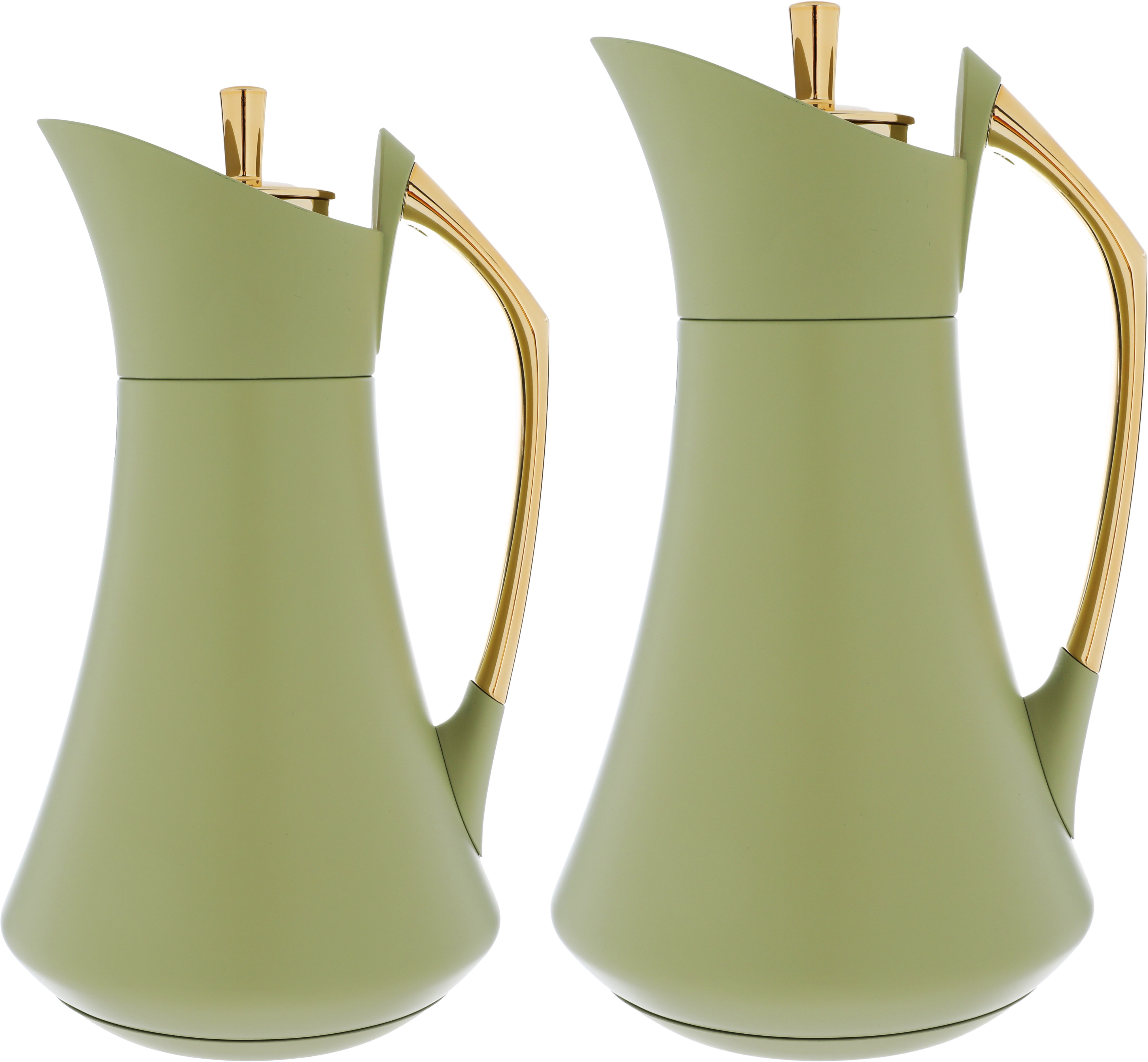 Al Saif Gallery Karma thermos set, 1 liter, 2 pieces, thermal glass inner container, steel outer shell - olive green product image