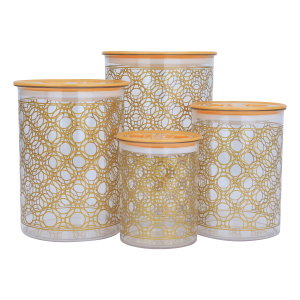 طقم علب بلاستيك السيف غاليري، 4 قطع، منقوش ذهبي - شفاف product image 2