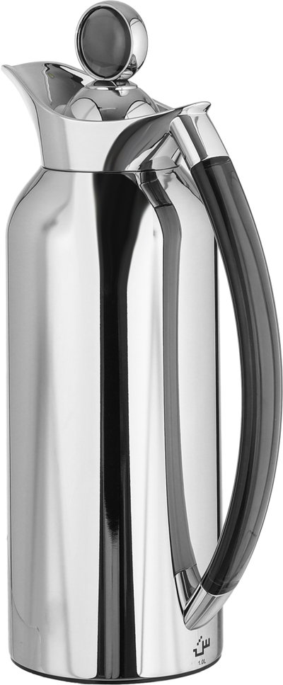 Al Saif Gallery Al Thuraya Thermos Set, 2 Pieces, 1/1 Liter, glass interior, black handle, push-button lid - silver product image 8