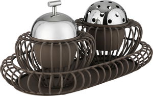 طقم مبخرة ستانلس استيل السيف غاليري، علبة بخور، طوفرية بيضاوي - كابتشينو product image 2