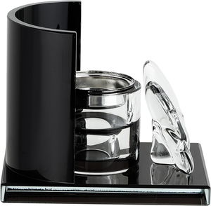 مبخرة زجاج السيف غاليري، قاعدة اسود مزينة فراشة، 12x9x10 سم - شفاف اسود product image