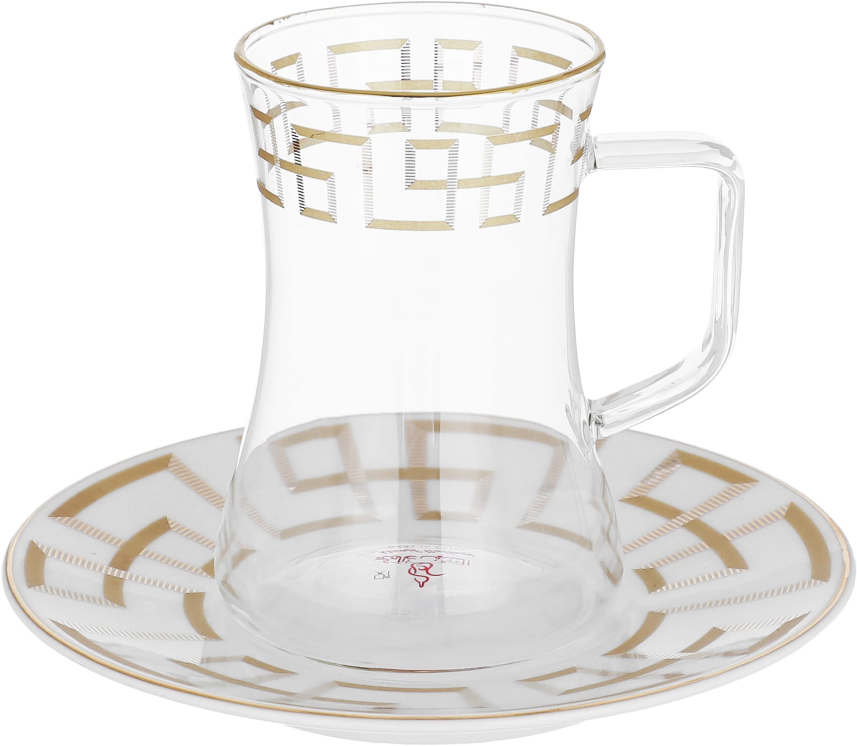 Al Saif Gallery Glass Bialat Set with Plate, 12 Pieces - White Golden product image 2