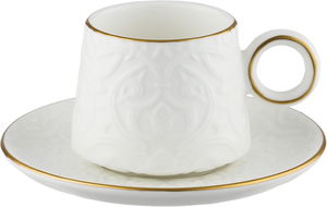 Al Saif Gallery Turkish coffee cup and saucer set porcelain, 12 pieces, decorative - white product image 2