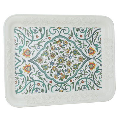 طوفرية ميلامين السيف غاليري، 45×34×3 سم، مستطيل، نقش أخضر - أبيض product image 1