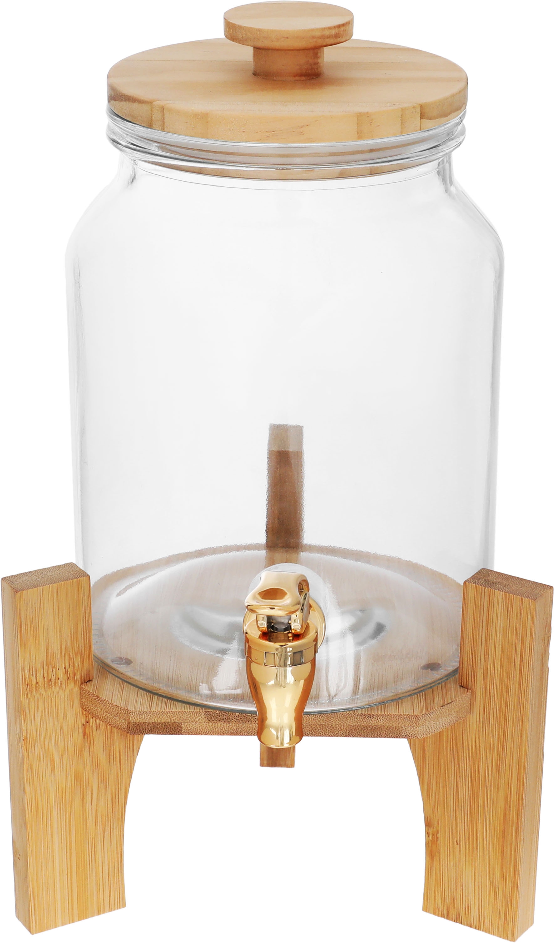 Glass Jack with Wahj Al Masa Wood Base and Lid, 3 Liters - Transparent Brown product image 1