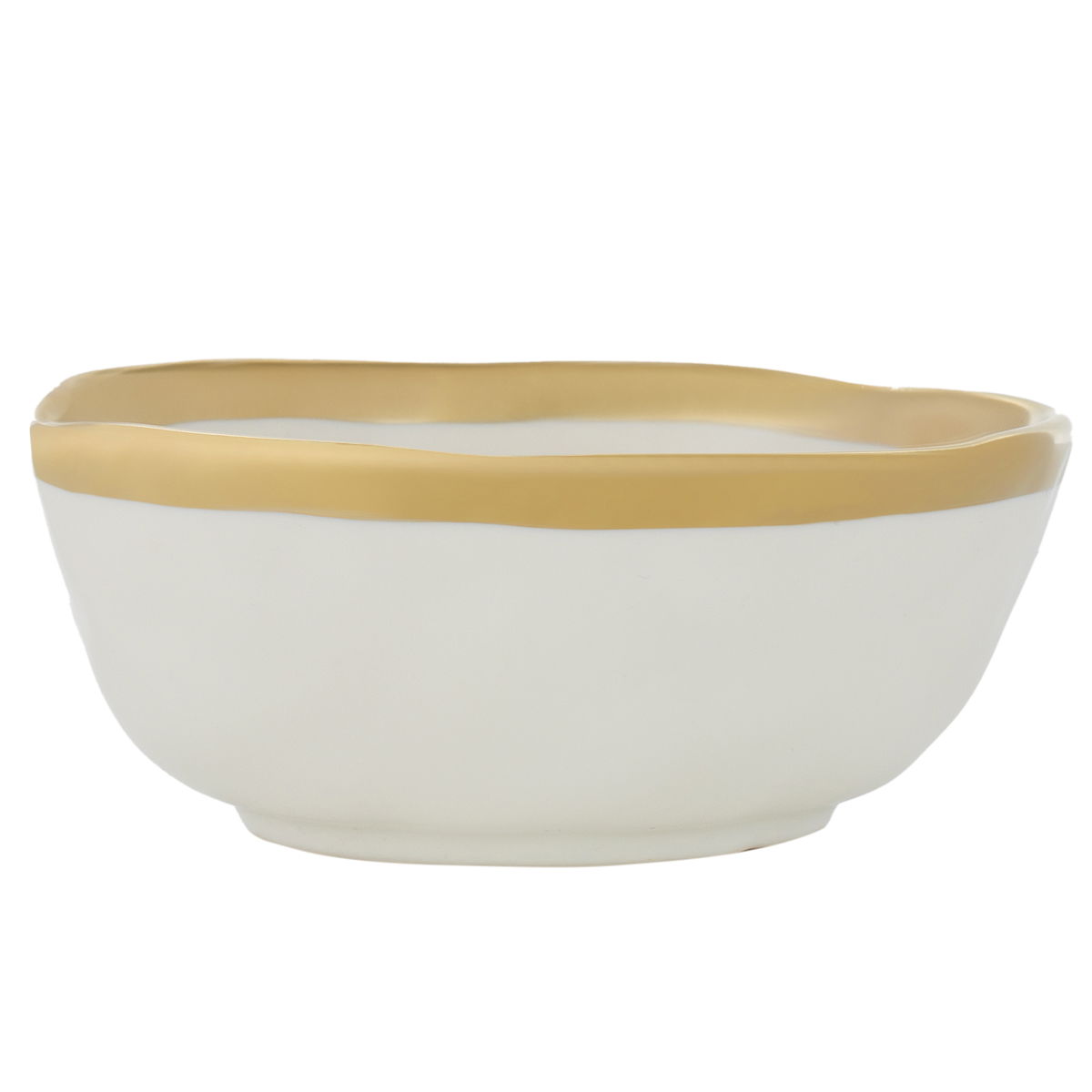 Al Saif Gallery porcelain bowl, golden rim, deep round - white product image 4