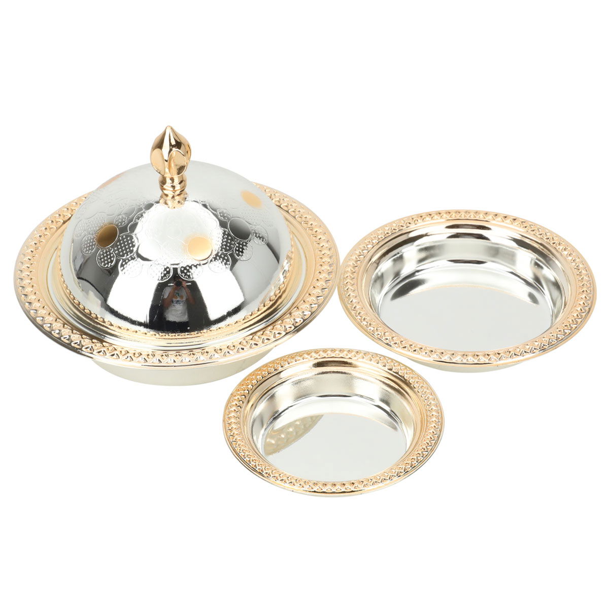 Tofaria set with dates and Noa Steel Al Saif Gallery plate, engraved, metal - silver product image 3