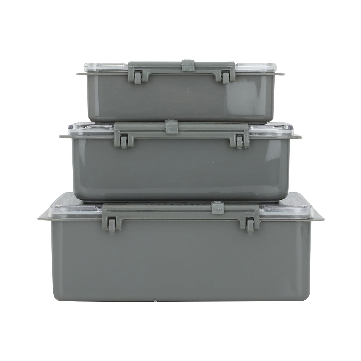 Al Saif Gallery Plastic Container Set, Rectangle, 0.95 x 1.40 x 2.85 ml, 3 Pieces - Gray product image 3