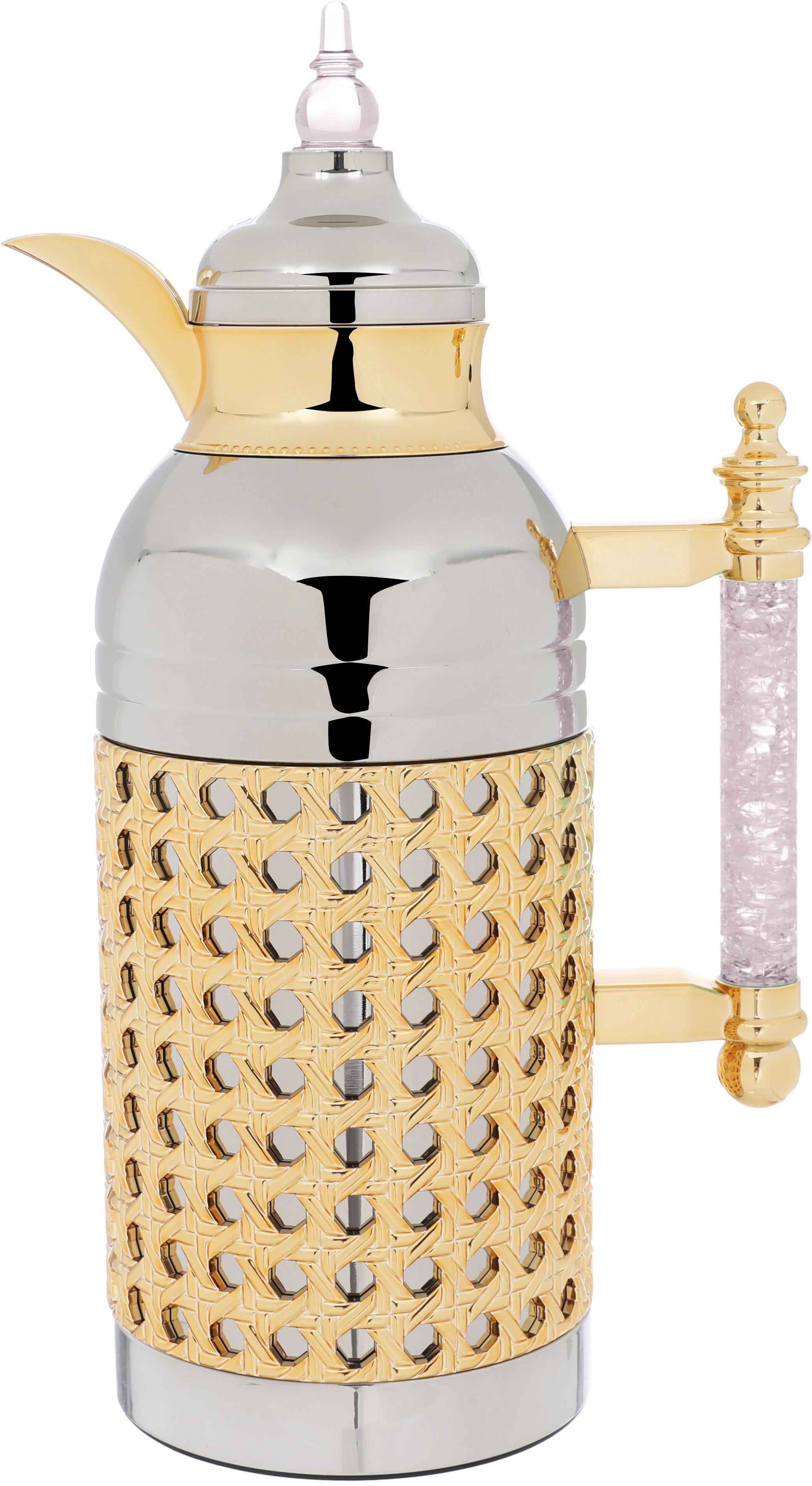 Al Saif Gallery Sarah thermos set, 1 liter, crystal handle, thermal glass inner case, steel outer case - silver product image 7