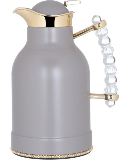 Al Saif Gallery Farida thermos set, 1/0.7 litre, transparent handle, two pieces, thermal glass inner case, steel outer case - Cappuccino product image 4