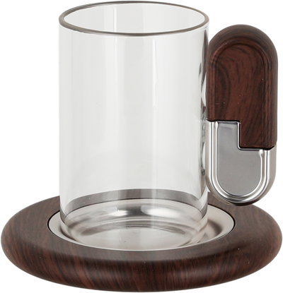 Alsaif Gallery Glass Tea Cups & Arabic Coffee Cups Serving Set, 18 Pieces, Stainless Steel Tray - Silver / Wooden Finish product image 3