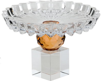 ستاند تقديم حلا زجاج السيف غاليري، قاعدة عسلي، 13.5x13.5x11 سم - شفاف product image 2