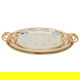 Al Saif Gallery steel topper set, 52 x 36.7 x 1.6 / 49 x 34 x 1.6 / 40 x 27 x 1.6 cm, oval, gold engraved, handle 3 pieces - silver product image 2