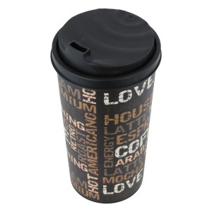 Al Saif Gallery Coffee Cup with Plastic Lid, 470 ml - Black product image 2