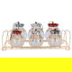 طقم علب بهارات زجاج السيف غاليري، غطاء، 7 حبات - ملون بستاند ذهبي product image 1