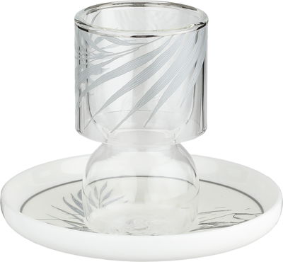 طقم تقديم بيالات شاي زجاج وفناجين قهوة مع صحون بورسلان السيف غاليري، مشجر فضي، 18 قطعة - ابيض شفاف product image 2