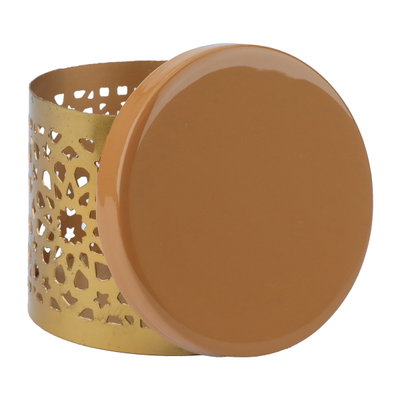 علبة بهارات دائرية استيل هندي العين الاندلسية، 10×8 سم - ذهبي بني product image 3