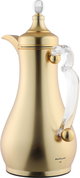 Al Saif Gallery Asalah Thermos Set, 2 pieces, 1/1 liter, glass interior, transparent handle, push-button - gold product image 4