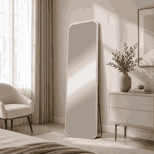 مراية ستاند زجاج، 170×50 سم، ستاند معدن - فضي product image