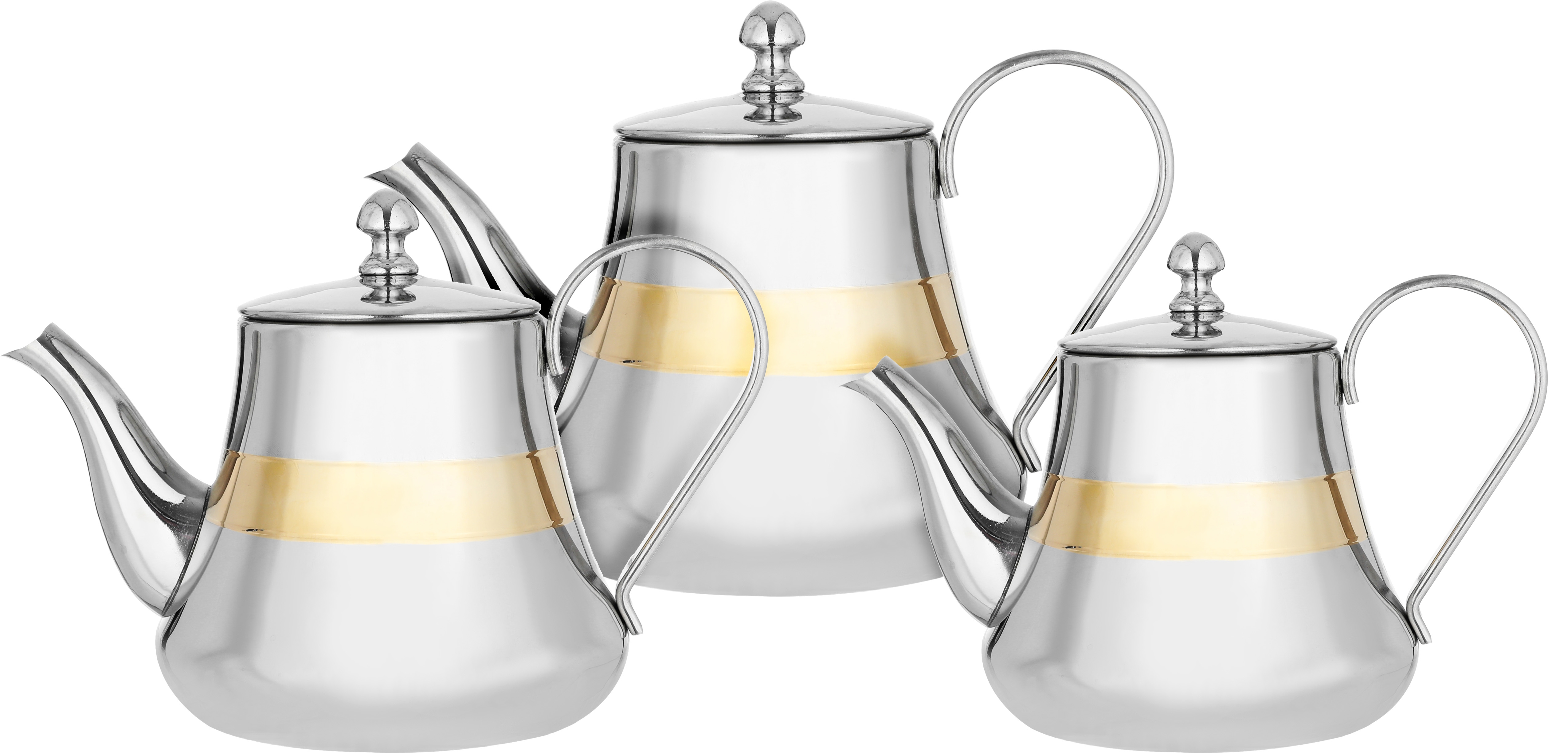 Al Saif Gallery Steel Teapot Set, 3 Pieces - Silver product image