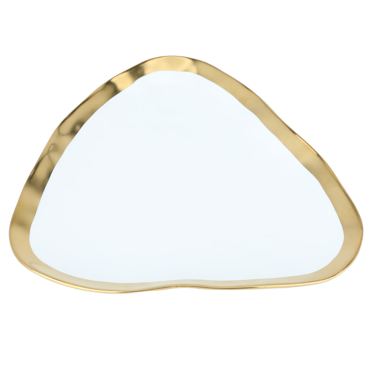 Al Saif Gallery porcelain dessert serving dish with gold rims, 19 x 19 x 2 cm, triangle - white product image 1