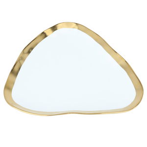 صحن تقديم حلا بورسلان بحواف ذهبي السيف غاليري، 19×19×2 سم، مثلث - أبيض product image