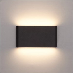 Norco Aluminum Glass Wall Light, 10W, 3000K, 17.5 x 8.5 - Black product image