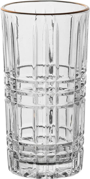 Max Glass water cups set, 6 pieces, 300 ml, with golden font - transparent product image 2
