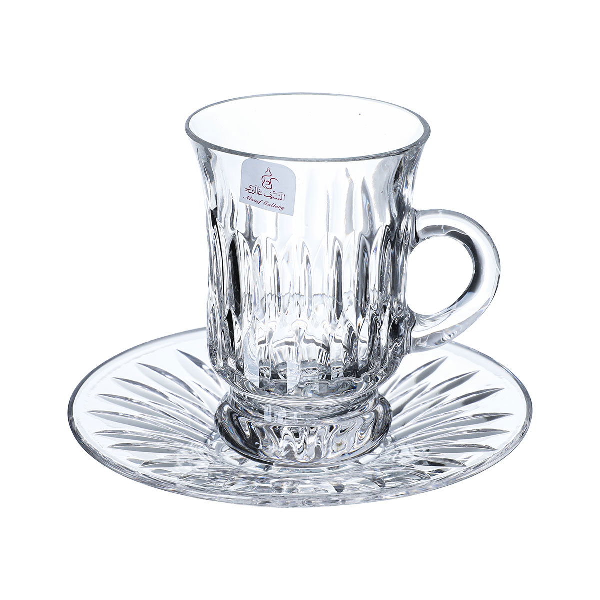 Alsaif Gallery Bialat Crystal Cups and Saucer Serving Set, 18 Pieces - Transparent product image 2