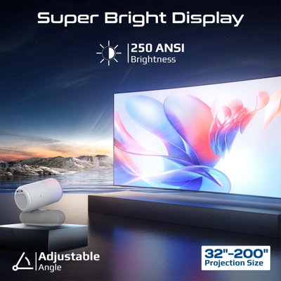 جهازعرض ذكي لاسلكي بروميت بيمر-250R، اندرويد 13 4k، FHD، يدعم الواي فاي والبلوتوث، اضاءة RGB - فضي product image 6