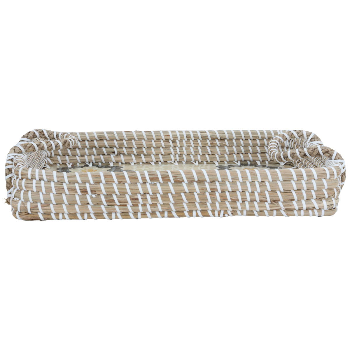 طوفرية خوص السيف غاليري، 37×27×5 سم، مستطيل، نقش أزرق - بيج product image