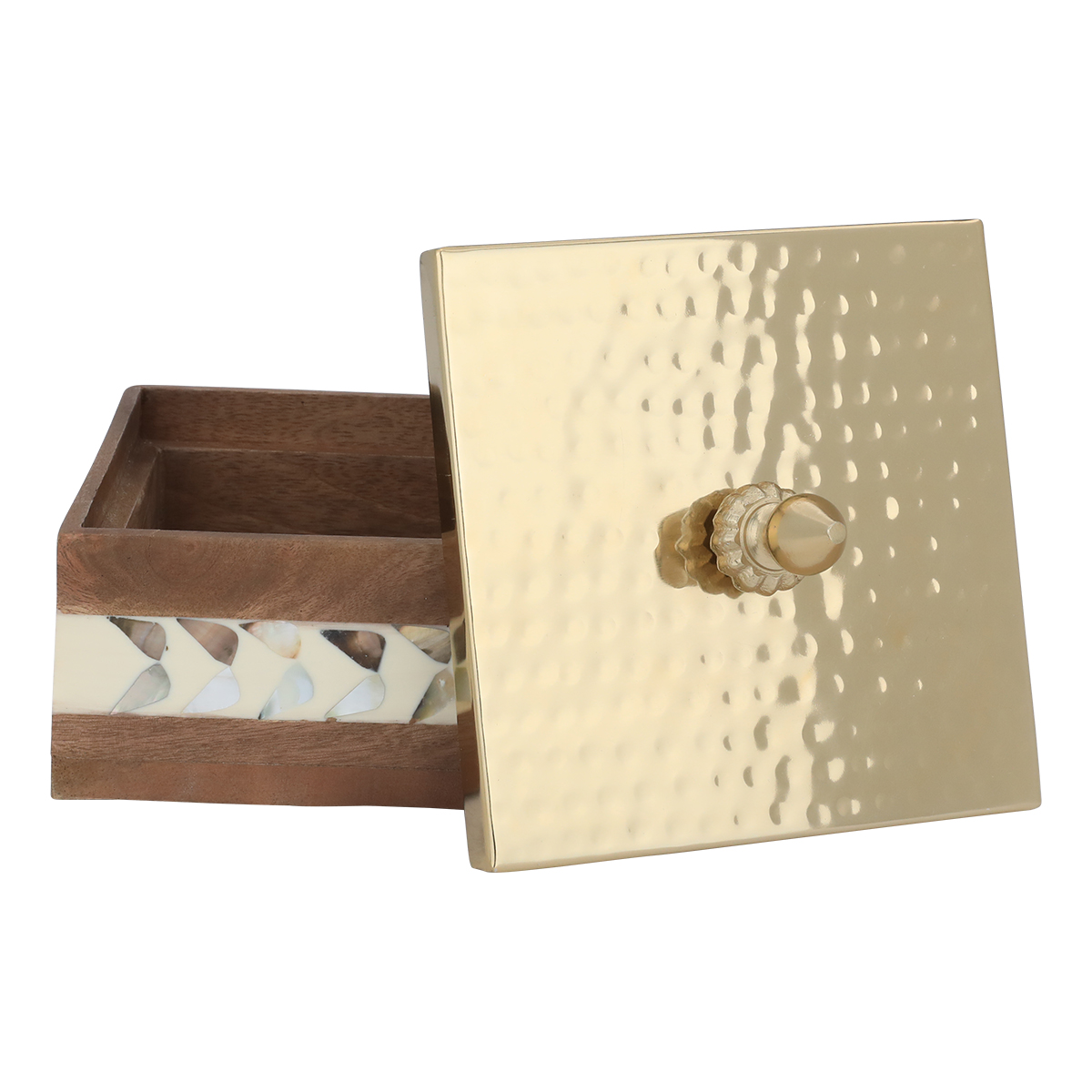 Al Ain Andalusia Wood Storage Box with Lid, 16 x 16 x 6 cm, Square - Multi Color product image 2