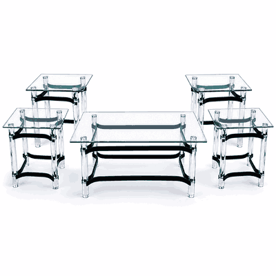 طقم طاولات زجاج و ستيل و اكرليك، 5 قطع - شفاف اسود product image 4