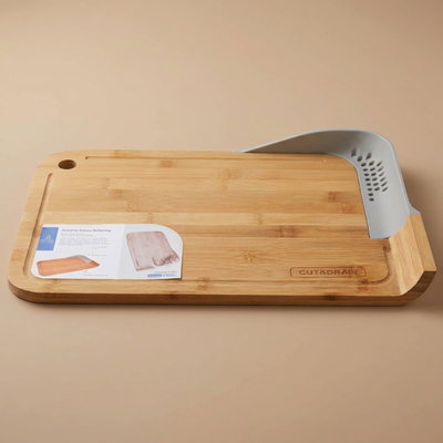 Al Saif Gallery Wood Cutting Board, Rectangular, with Drainer - Grey product image 1