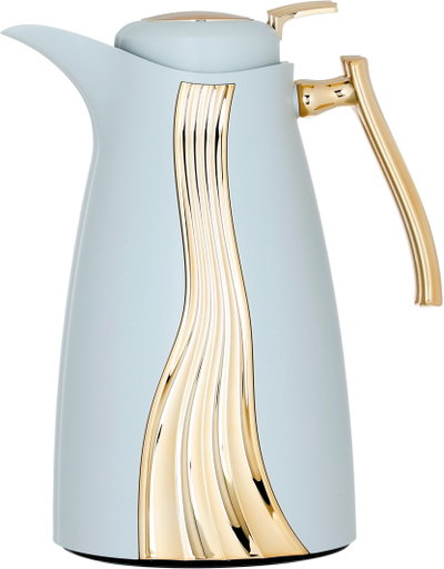 Al Saif Gallery Karma thermos set, 1 liter, golden handle, glass inner container, plastic outer shell - white and golden product image 6