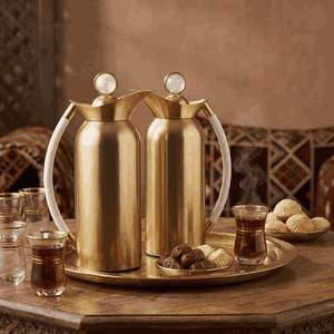 طقم ترامس الثريا السيف غاليري، قطعتين، 1/1 لتر، خامة داخلية زجاج، يد شفاف، غطاء ضغاط - ذهبي product image 2