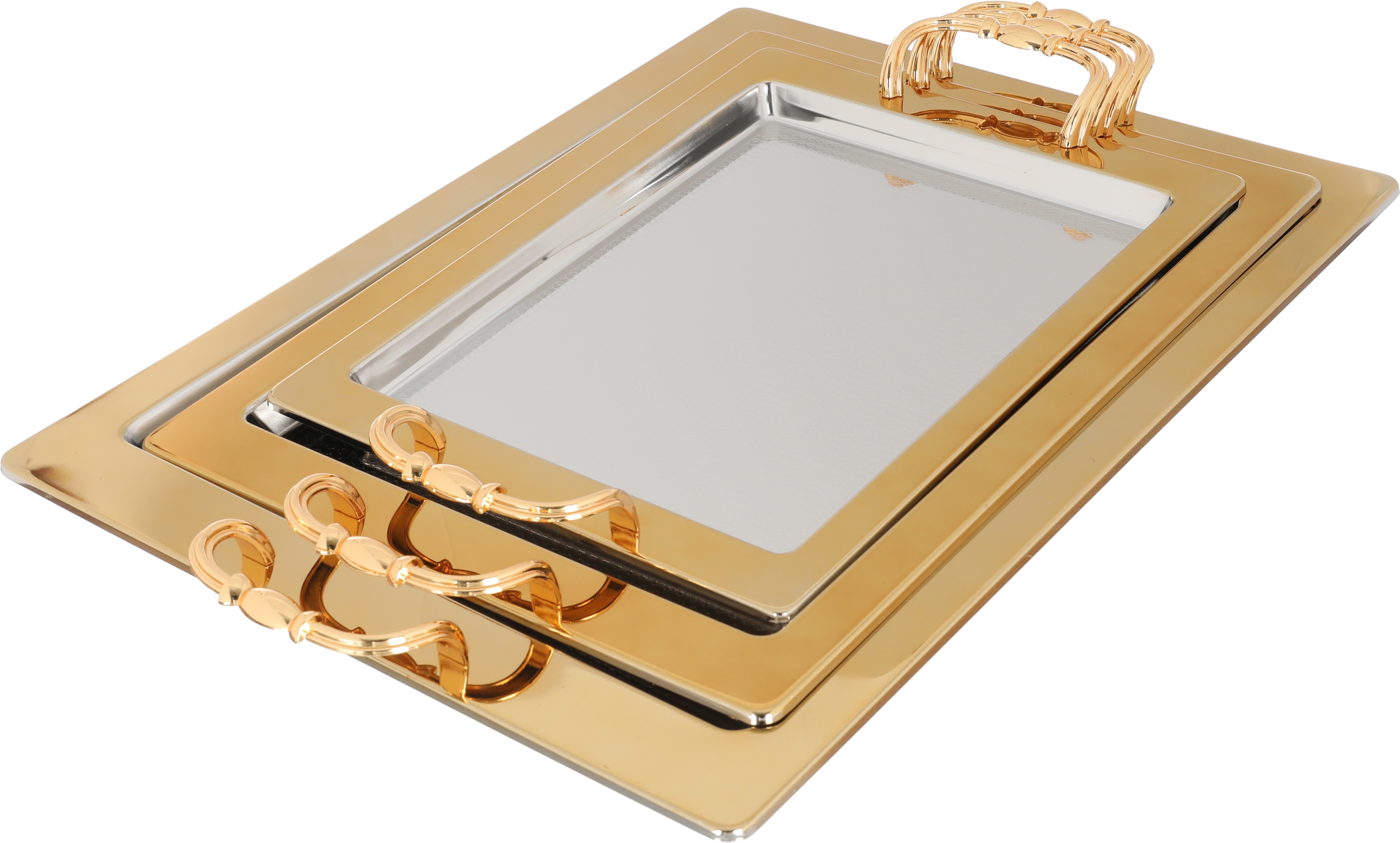 Safaa Steel Toferia Serving Set, 3 Pieces - Gold Silver product image