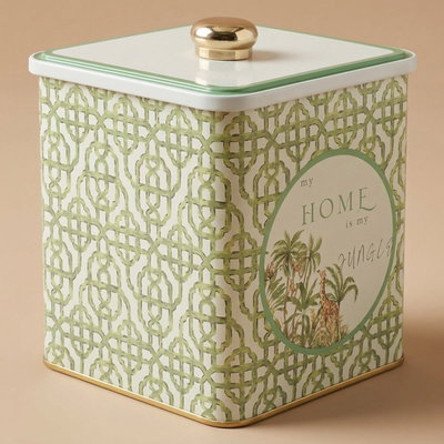 علبة تخزين استيل السيف غاليري، 120×120×137 ملم، نقش زرافة - بيج product image 1
