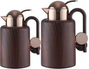 Al Saif Gallery Ikram Thermos Set, 2 Pieces, 1/1.5 Liter, Interior Material: Glass - Dark Wooden product image 2