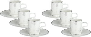Al Saif Gallery Turkish Porcelain Coffee Cup Set, 14 cm, 12 Pieces, Saucers - White product image