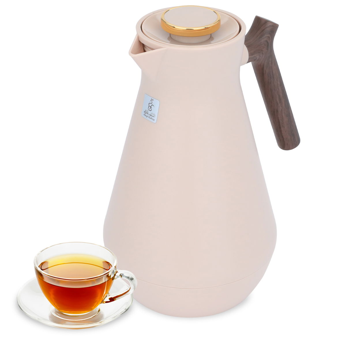 Everest Amada Al Saif Gallery thermos, 1.5 liters, thermal glass inner container, plastic outer shell, wooden handle - light brown product image