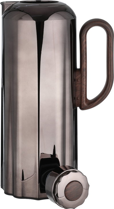 طقم ترامس نجدية السيف غاليري، 1 / 1 لتر، 2 قطعة، حافظة داخلية زجاج، يد خشبي، ضغاط - أسود لامع product image 5