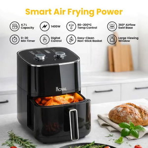 قلاية هوائية رويال زويا، 1400 واط، 4.7 لتر، شاشة ديجيتال، مؤقت، RA-AFM4717 - اسود product image 2