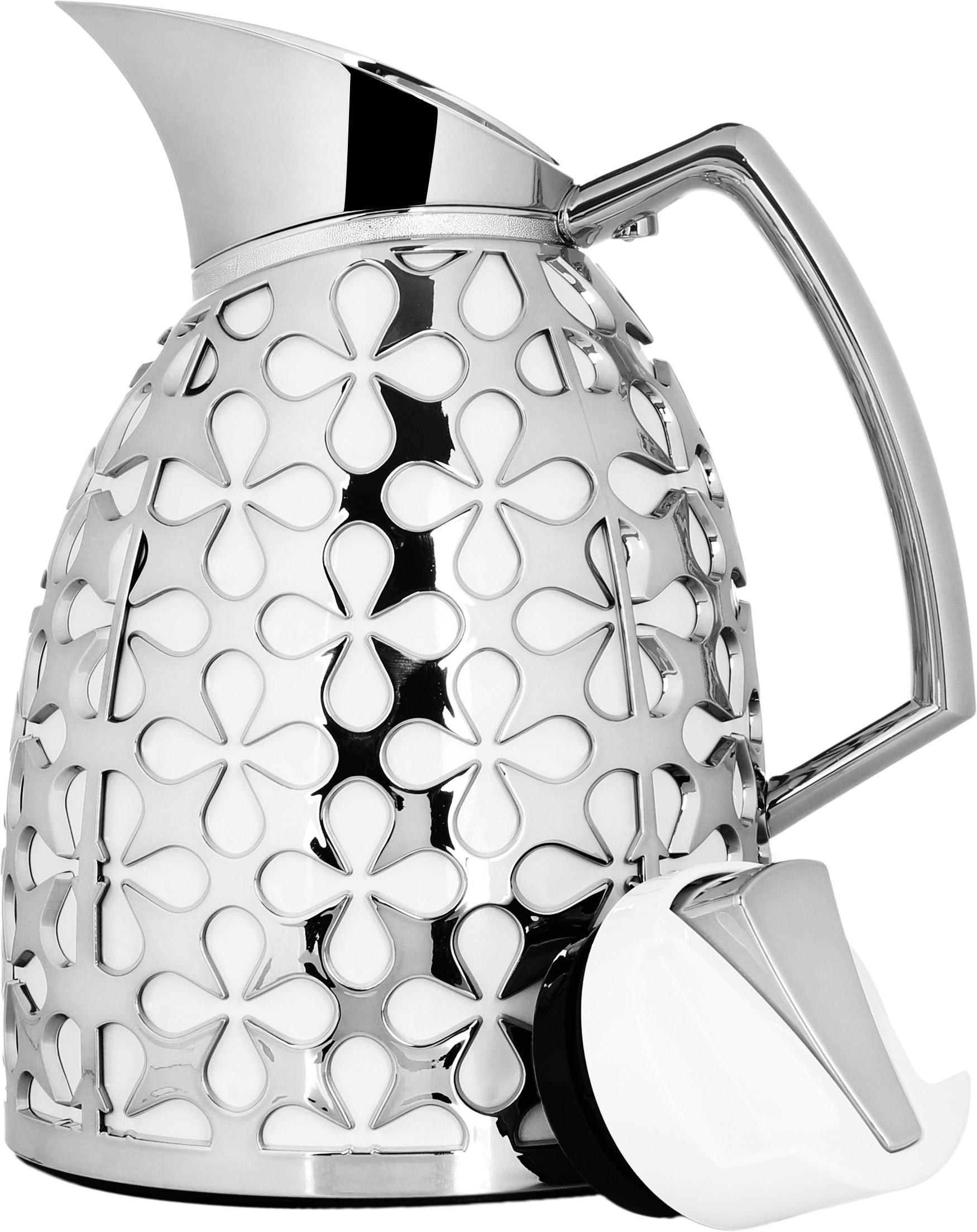 Al Saif Gallery Andalusia thermos set, 0.75/1 liter, glass inner shell, plastic outer shell - white and silver product image 3