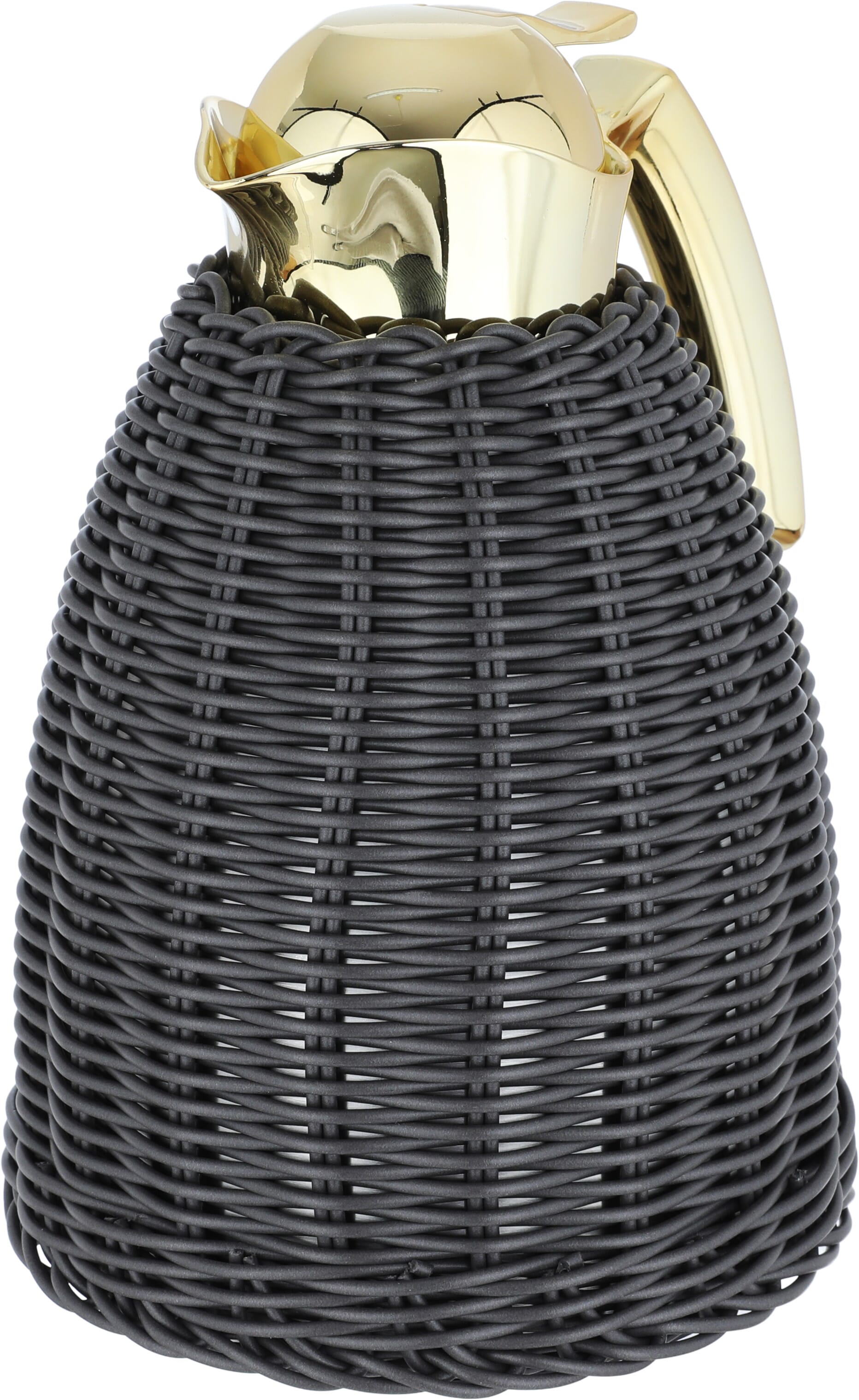Timeless rattan thermos, 1 liter, golden handle, thermal glass inner container, plastic outer shell - dark gray product image 4